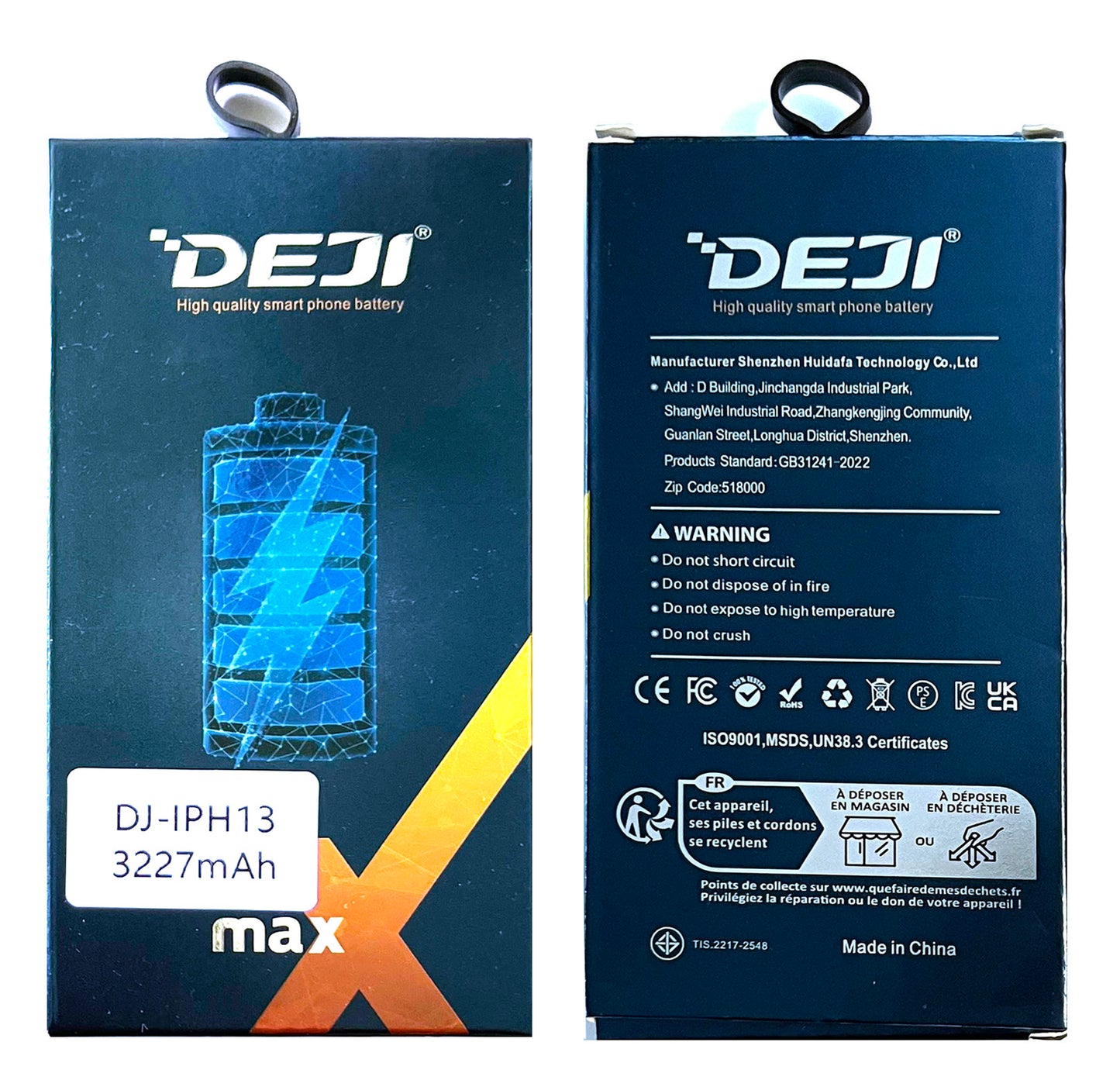 Replacement battery for iPhone 13. DEJI, A2655 (3227mAh). Replacement battery