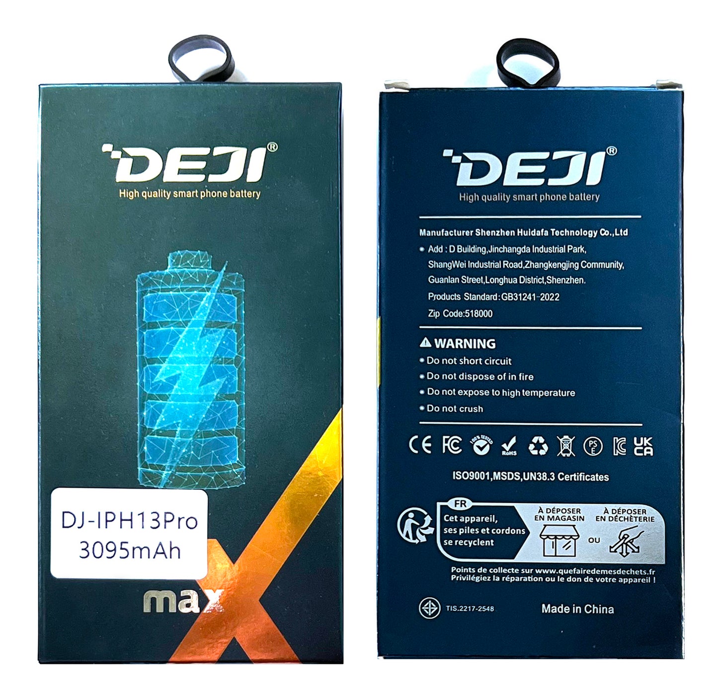 Batterie de remplacement pour iPhone 13 Pro. DEJI, A2656, 3095mAh. Batterie de remplacement 13Pro