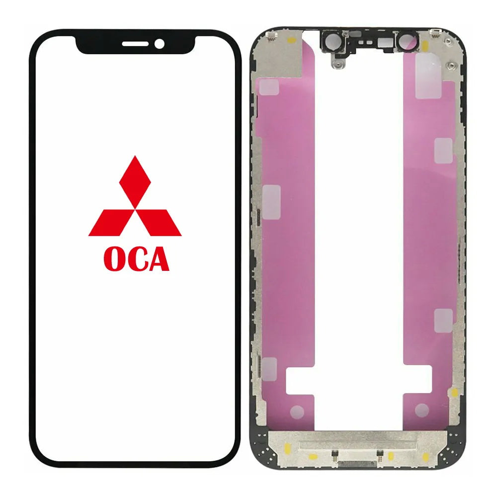 For iPhone 14 Series front glass with OCA adhesive film and frame / bezel. Display glass with frame for refurbishing, display repair.. 14 / 14 Plus + / 14 Pro / 14 Pro Max