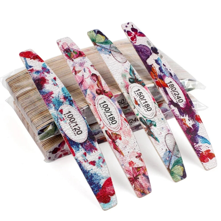 Pack de 3 limes à ongles professionnelles grain 100/120/150/180. Croissant, double face. Lime à manucure