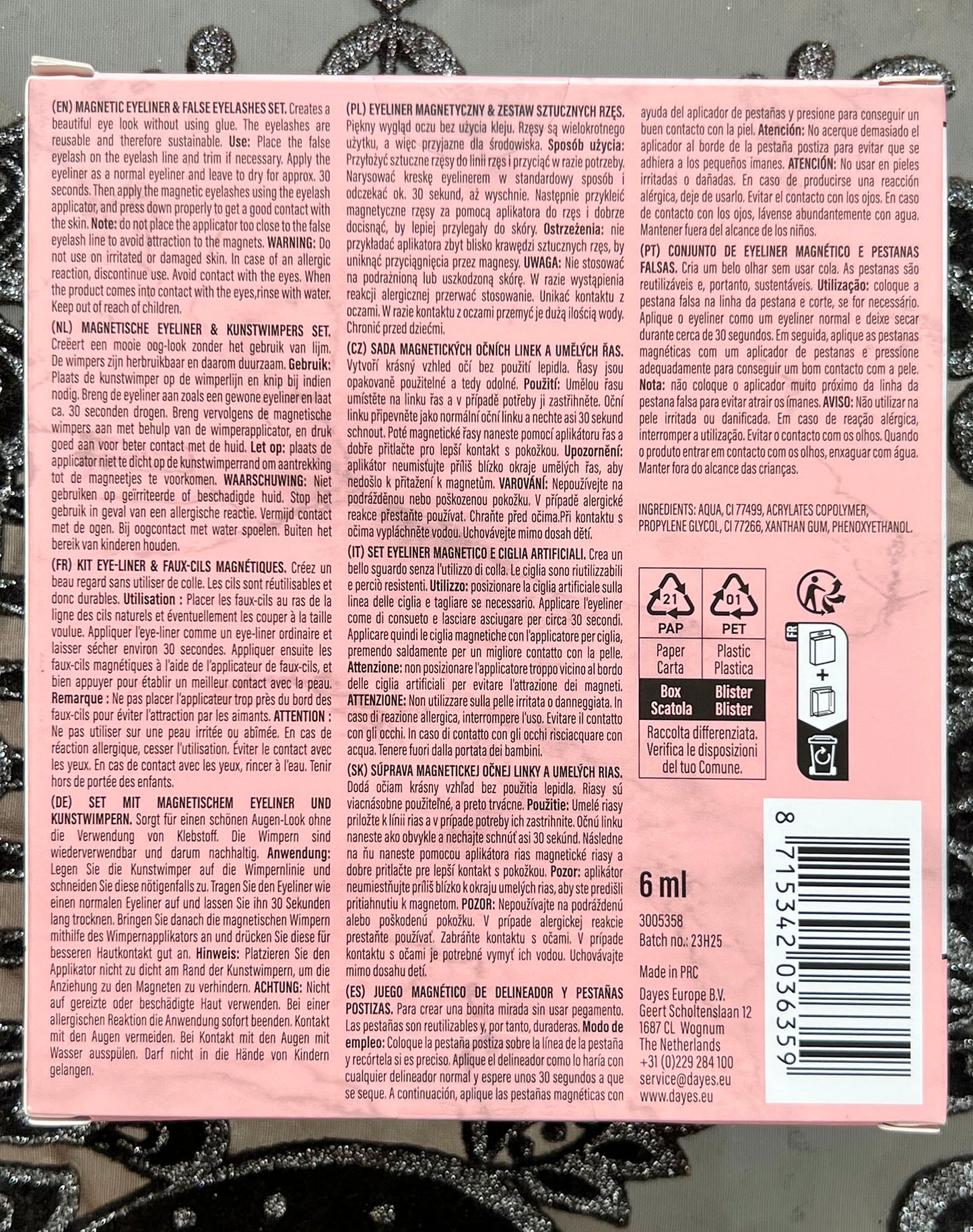 False eyelash set (2 pieces) with magnetic eyeliner. False magnetic eyelashes. Artificial eyelashes