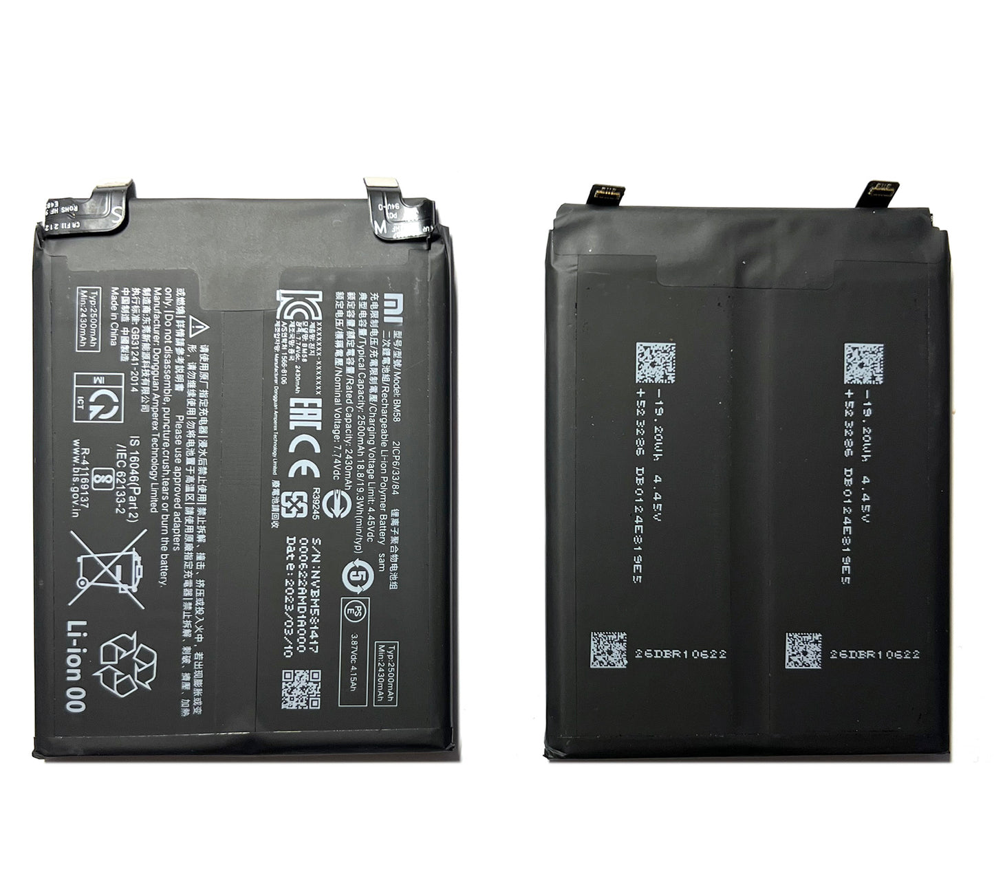 Battery for Xiaomi Mi 11T Pro. BM58 replacement battery, 2500mAh, 7.74V