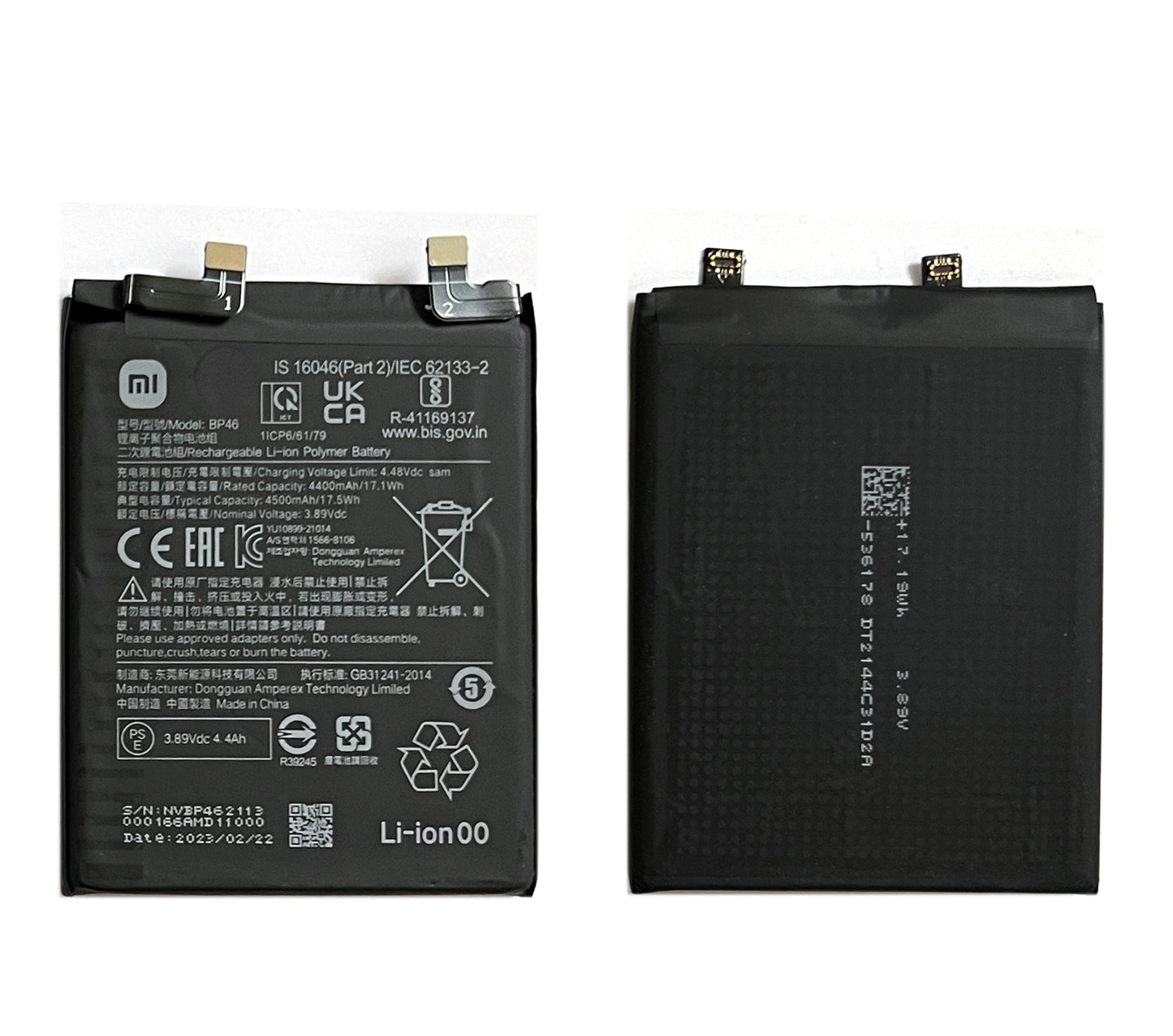 Batterie pour Xiaomi 12 / 12X. Batterie de remplacement BP46, 4 500 mAh, 3,89 V. Épouser