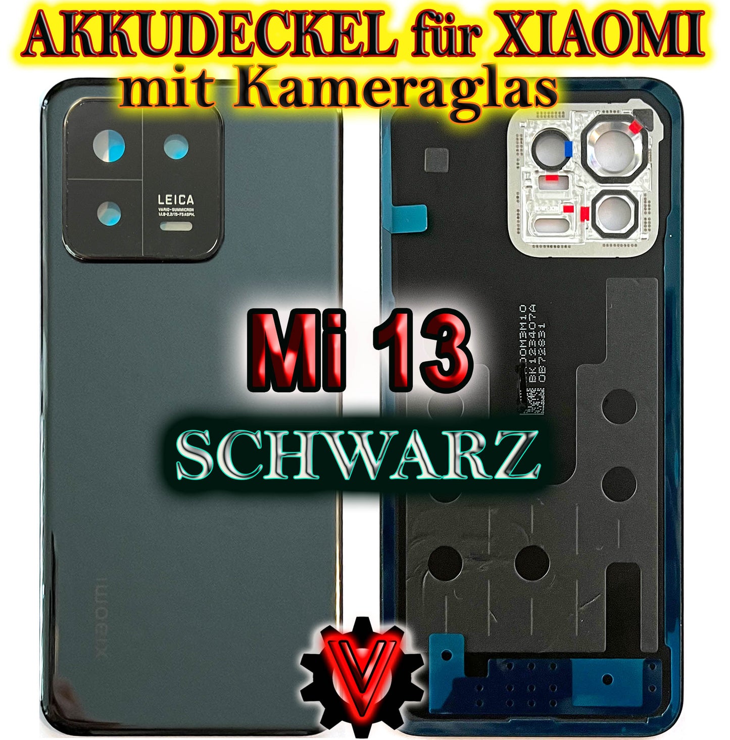 Akkudeckel für Xiaomi 13 mit Kameralinse. Backcover, Rückseite, Akkufachdeckel. Mi13 in schwarz, grün, weiß.