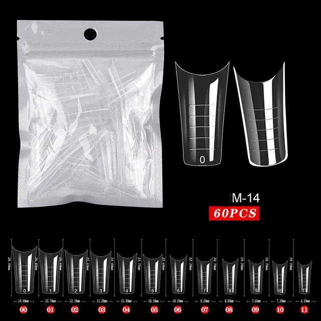 Pack de 60 faux ongles, faux ongles, astuces, décoration d'ongles, forme, moule, astuces, astuces.