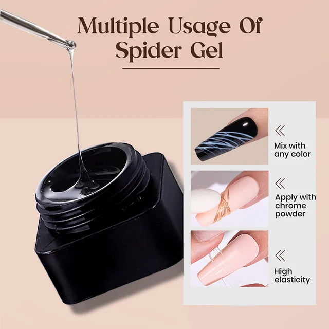 5ml nail color gel painting varnish for extension. UV / LED lamp. Spider / Line gel varnish. No wipe