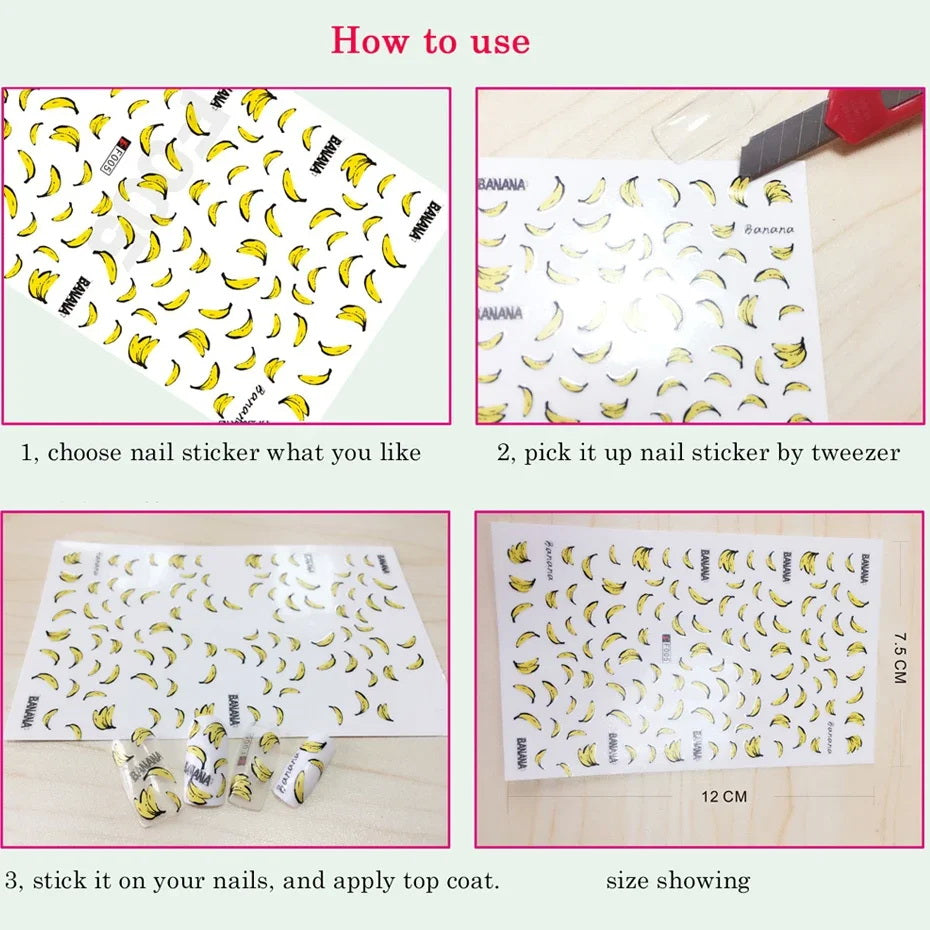 Nail sticker set - nail art. Self-adhesive stickers, nail stickers 3D decoration.
