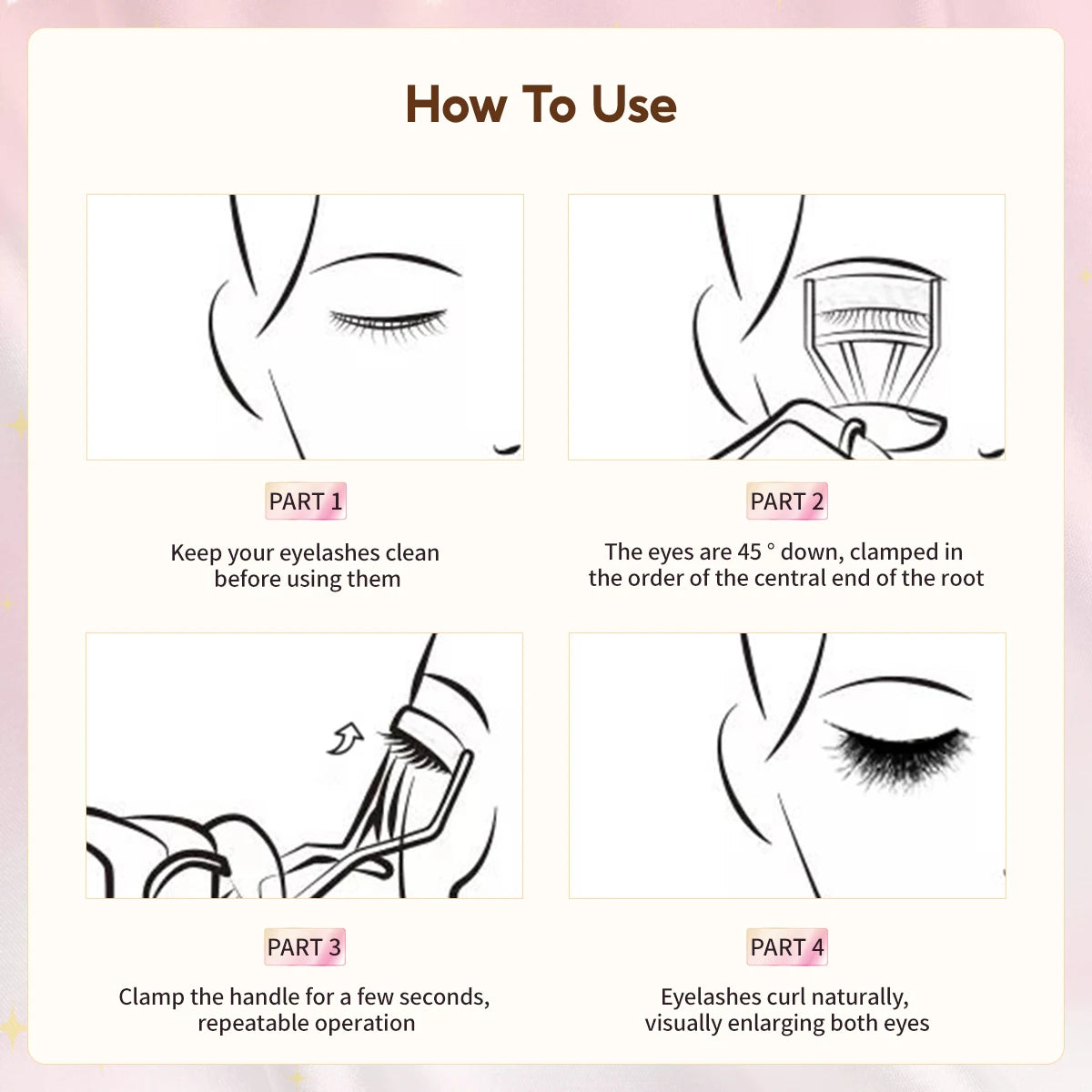 Eyelash curler made of stainless steel. Eyelash shaper, eyelash curler. Tongs in rose - gold color