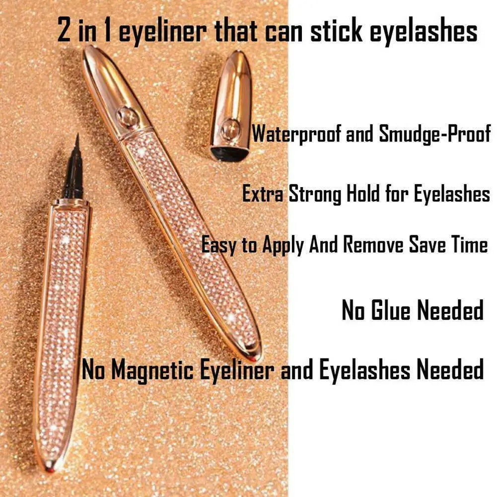 Eyeliner 2 In 1 Selbstklebende für falsche Wimpern. Bleistift, Stick, langlebige Kajal