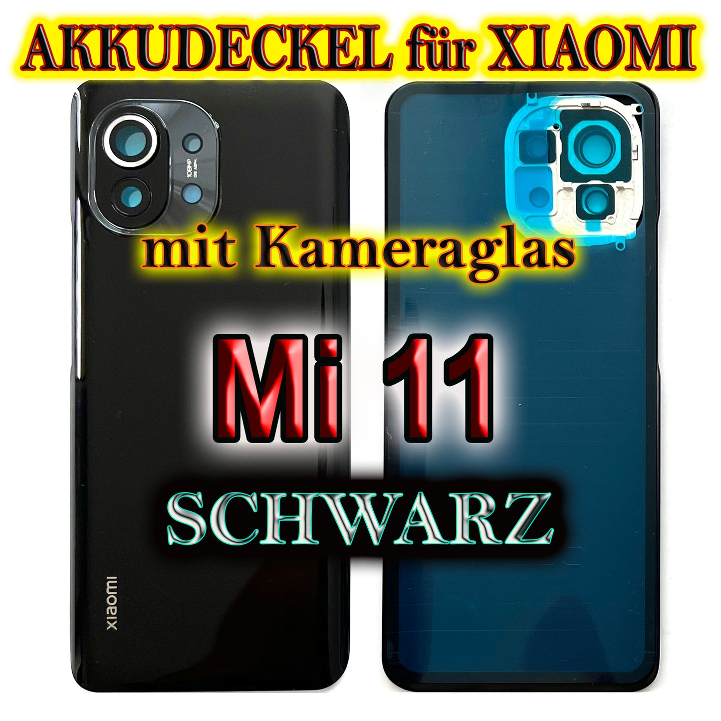 Akkudeckel für Xiaomi Mi 11 mit Kameraglas. Backcover, Rückseite, Akkufachdeckel. Mi11 in grau, schwarz, blau.