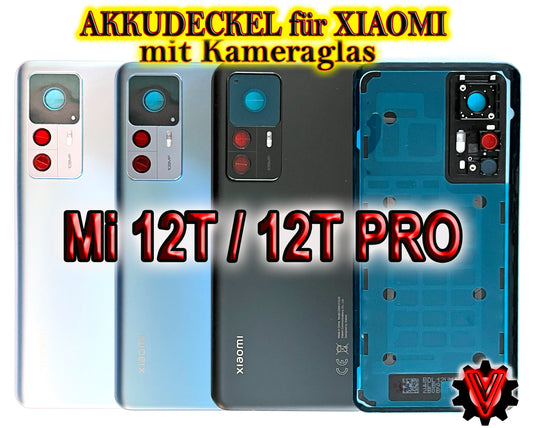 Akkudeckel für Xiaomi Mi 12T  / Mi 12T Pro mit Kameraglas. Backcover, Rückseite, Akkufachdeckel. Mi12TPro in grau, schwarz, blau, weiß.