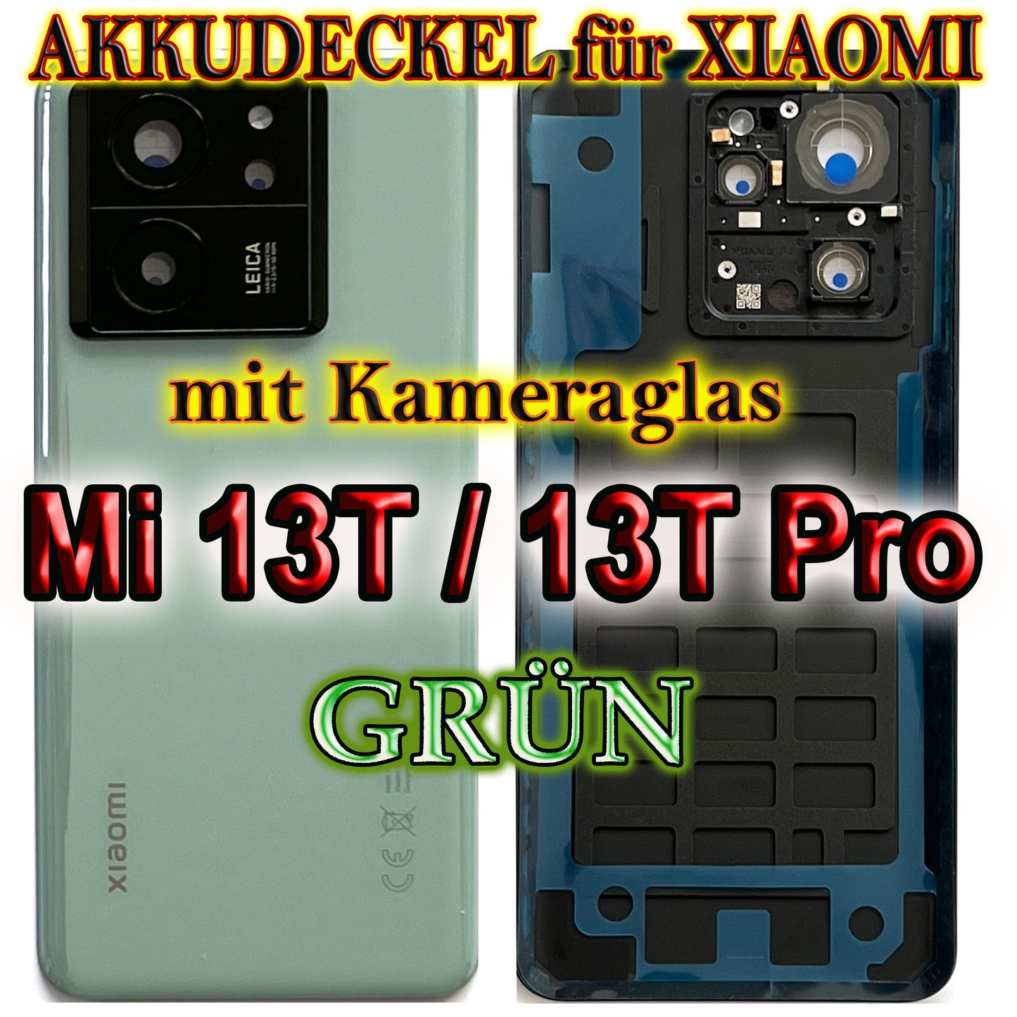 Akkudeckel für Xiaomi Mi 13T  / Mi 13T Pro mit Kameraglas. Backcover, Rückseite, Akkufachdeckel. Mi13TPro in grau, schwarz, blau, weiß.