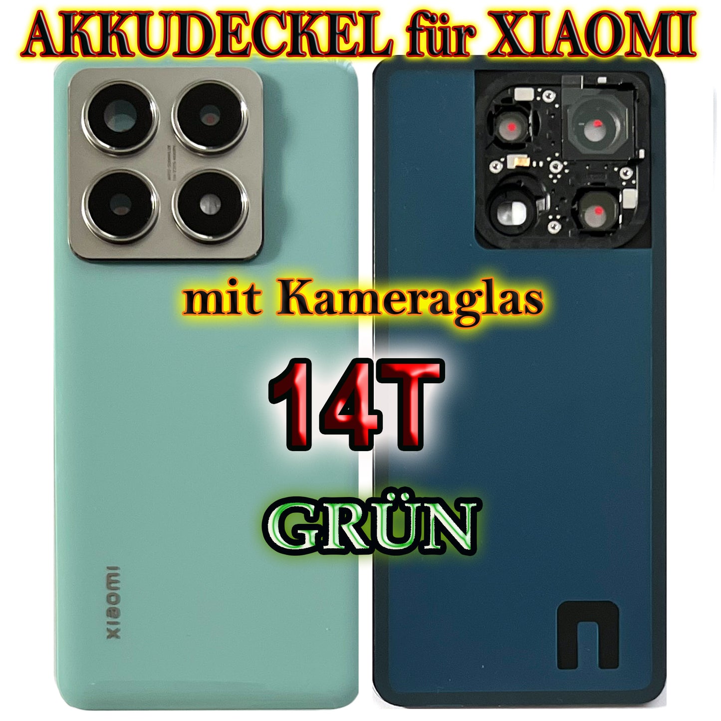Akkudeckel für Xiaomi Mi 14T mit Kameraglas. Backcover, Rückseite, Akkufachdeckel. Mi14T in grau, schwarz, blau, weiß.