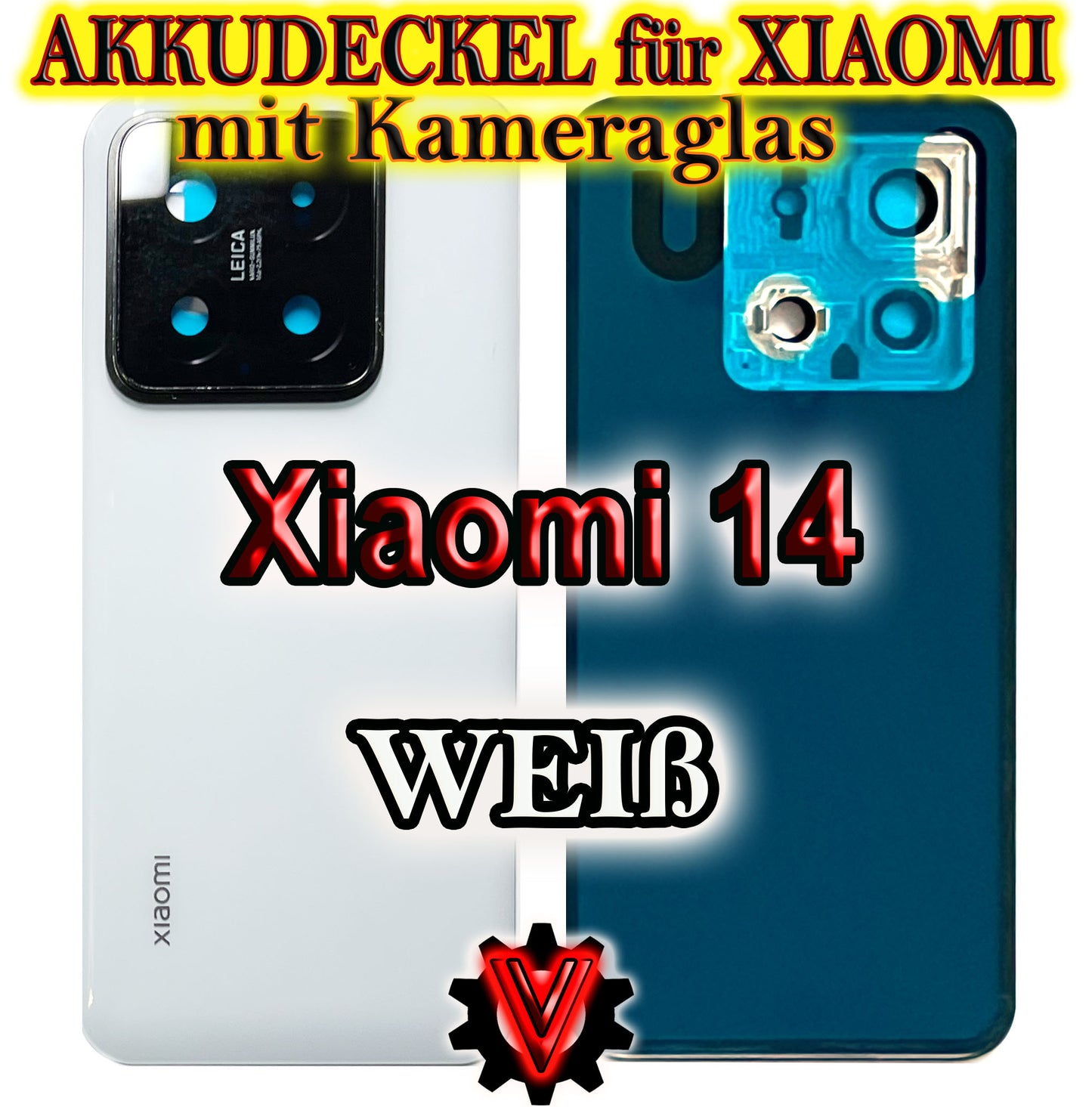 Akkudeckel für Xiaomi 14 mit Kameralinse. Backcover, Rückseite, Akkufachdeckel. Mi14 in schwarz, grün, weiß.