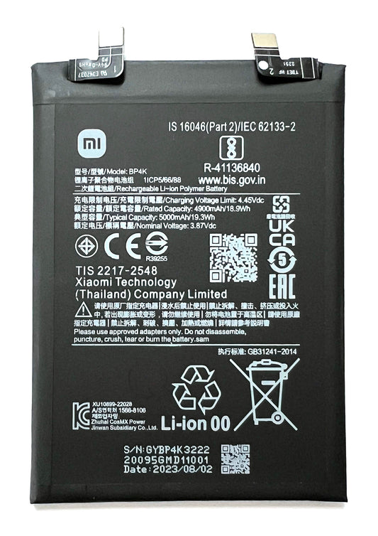 Akku für Xiaomi Redmi Note 12 Pro / Poco X5 Pro. BP4K Ersatz Batterie, 5000mAh, 3.87 V. 12Pro 4K