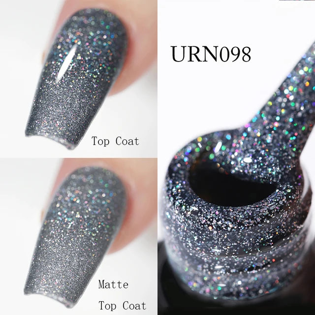 7.5ml Nagel Glitter Gel Lack. UV / LED Lampe. Reflektierende Glitter Effekt für Nagel Design. Acryl Farbe Painting Gel UR Sugar URN098