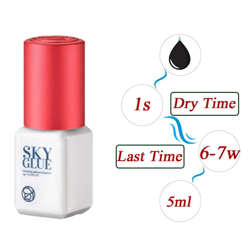 5ml Wimpernkleber Sky S+. Made in Korea. Sky S Plus + / TD Kleber. Schwarz, Rot, Blau, Silber Kappe. Wimpern Pflege