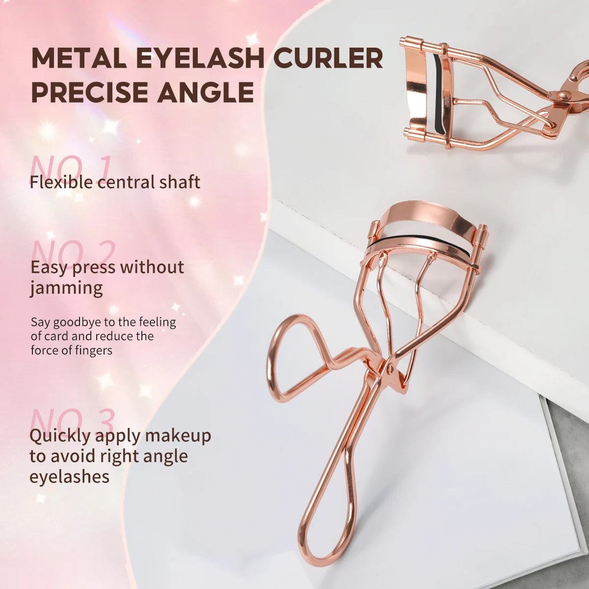 Wimpernzange aus Edelstahl. Wimpernformer, Eyelash Curler. Zange in rose - gold Farbe