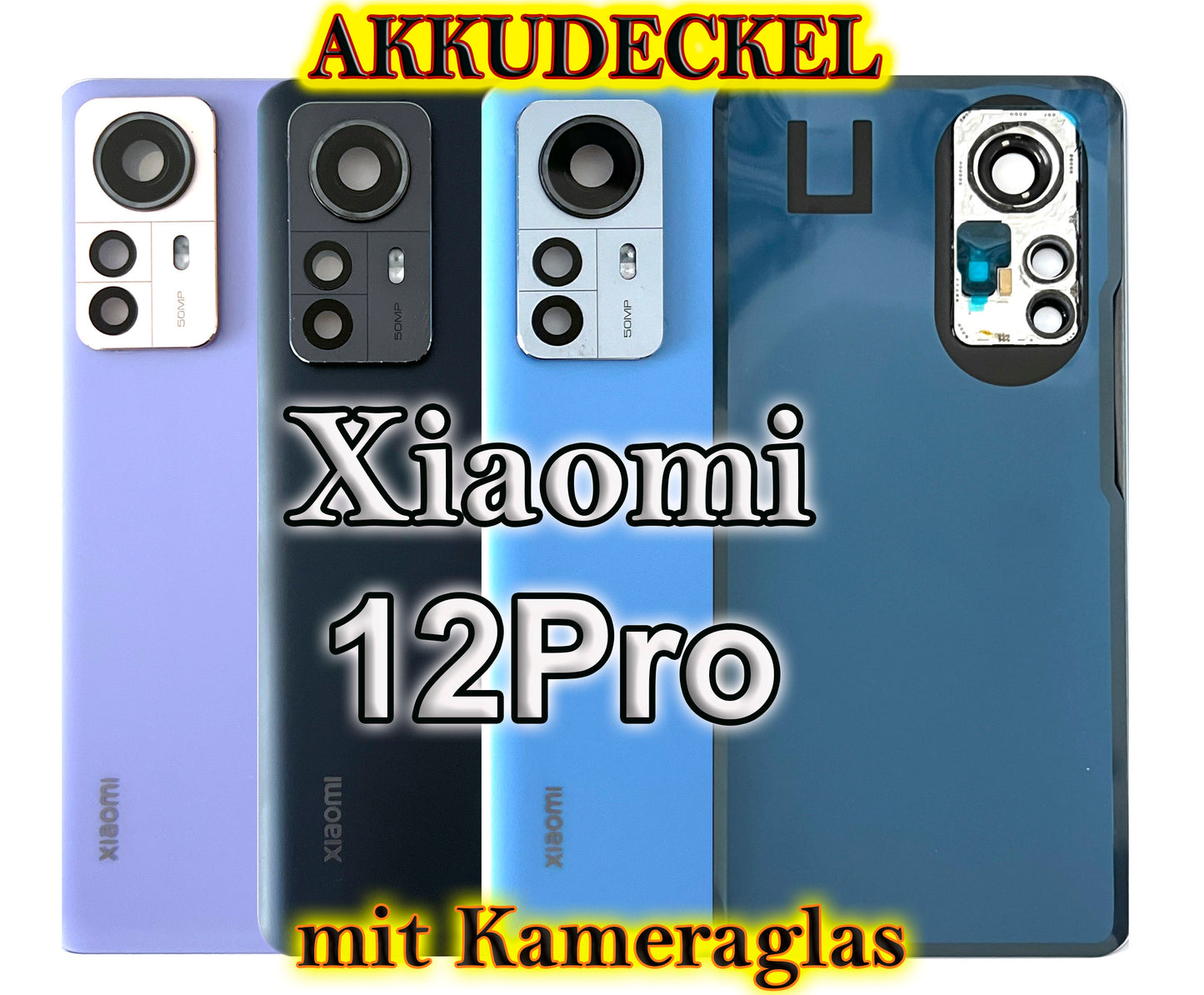 Akkudeckel für Xiaomi 12 Pro Mit Kameraglas.. Backcover, Rückseite, Akkufachdeckel. Mi12Pro in schwarz, blau, lila.