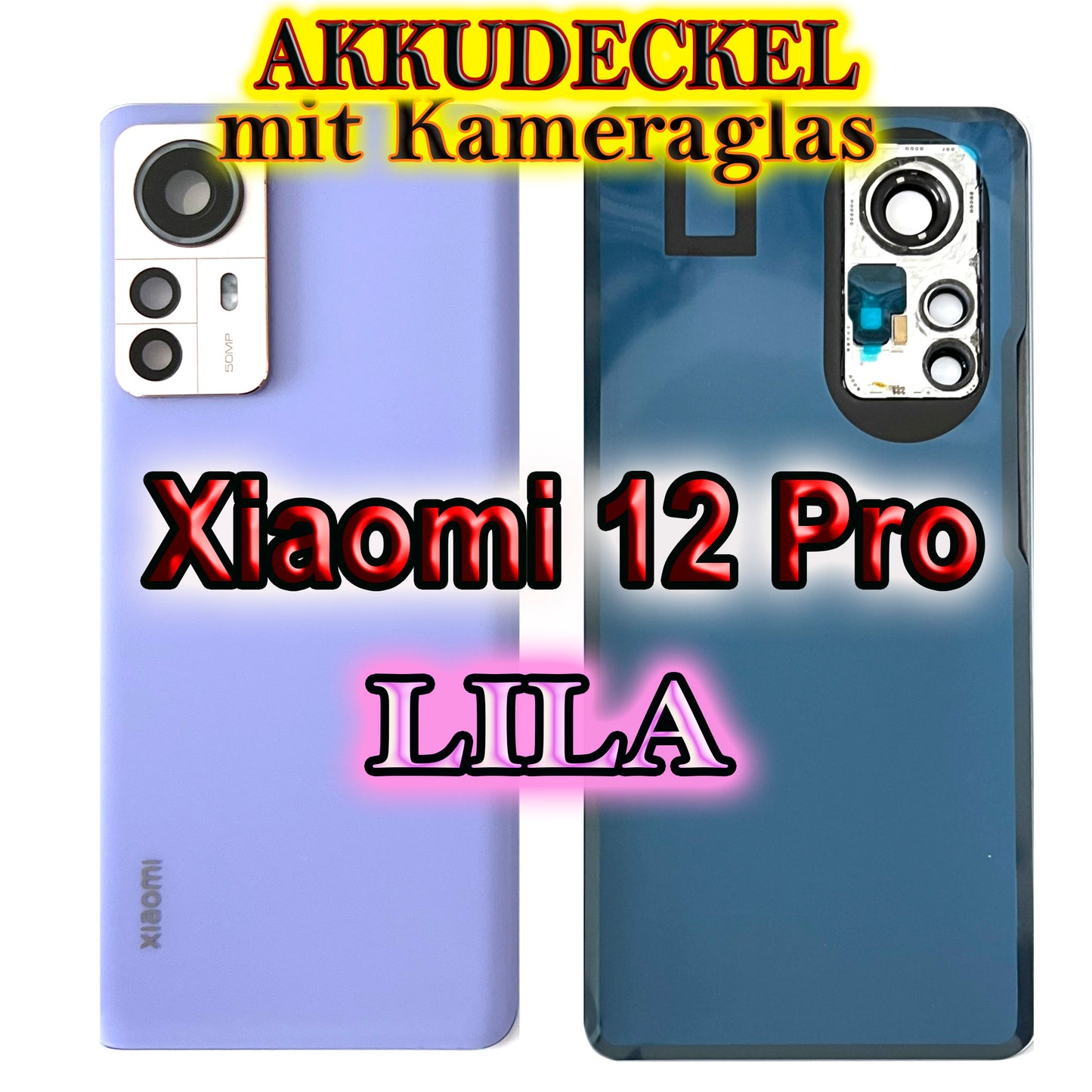 Akkudeckel für Xiaomi 12 Pro Mit Kameraglas.. Backcover, Rückseite, Akkufachdeckel. Mi12Pro in schwarz, blau, lila.