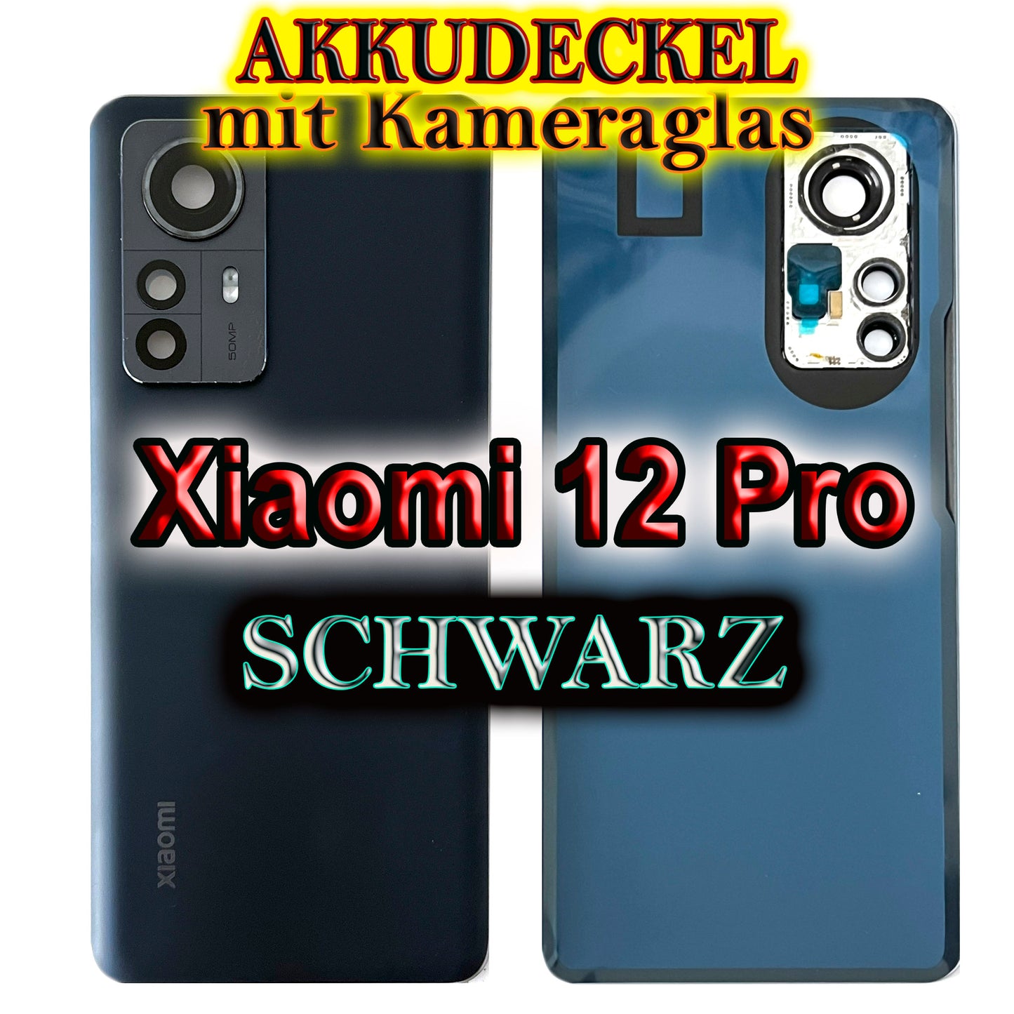 Akkudeckel für Xiaomi 12 Pro Mit Kameraglas.. Backcover, Rückseite, Akkufachdeckel. Mi12Pro in schwarz, blau, lila.