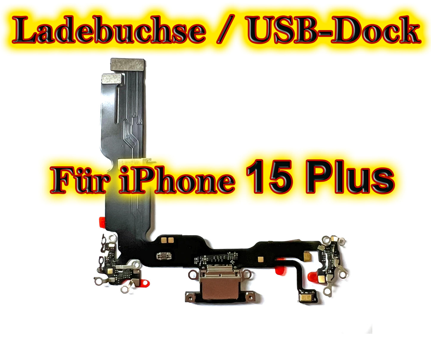 Für iPhone 15 Series : USB Ladebuchse Flex Kabel in schwarz. Flexkabel für 15 / 15 Plus + / 15 Pro / 15 Pro Max. Docking Port OEM cable