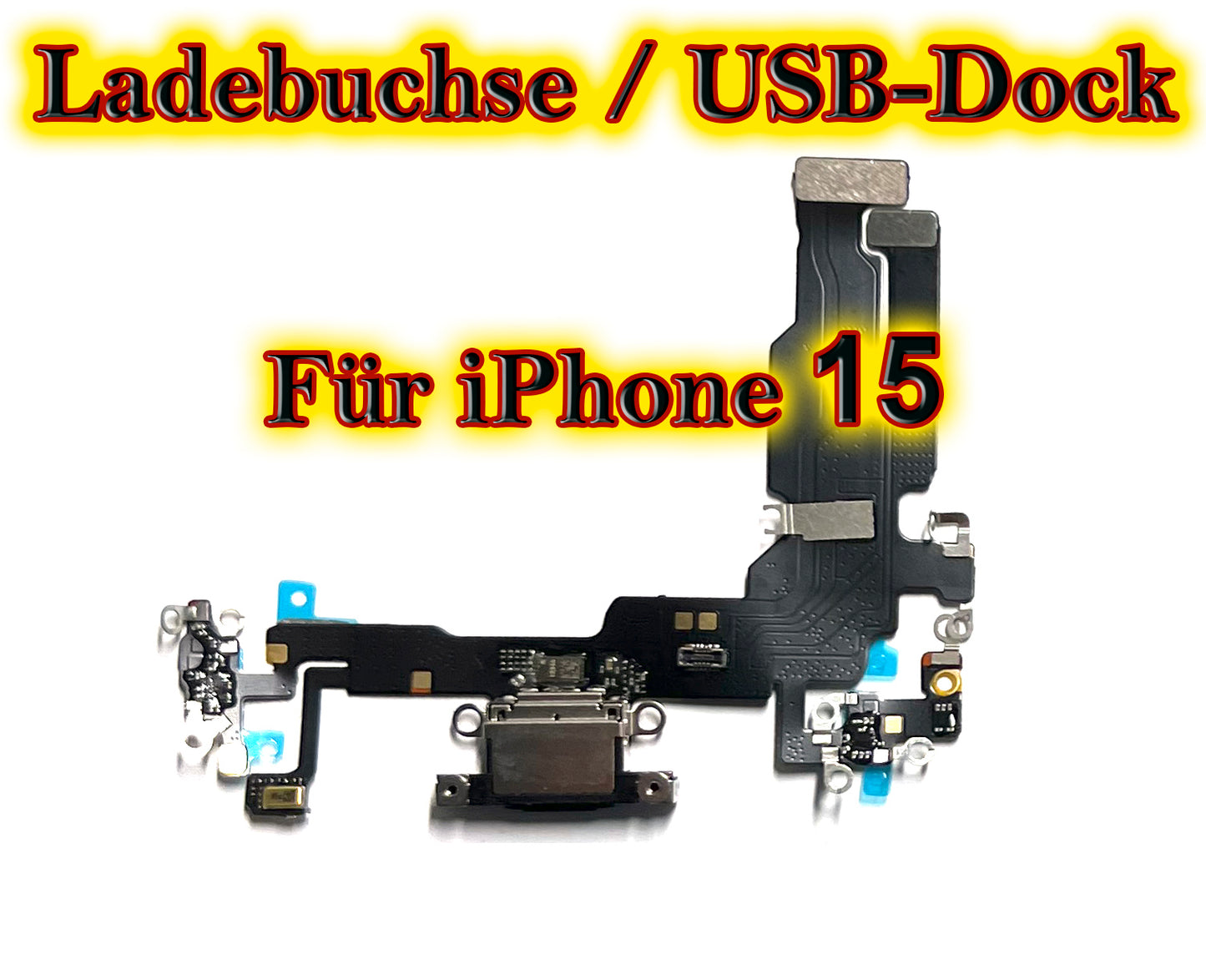 Für iPhone 15 Series : USB Ladebuchse Flex Kabel in schwarz. Flexkabel für 15 / 15 Plus + / 15 Pro / 15 Pro Max. Docking Port OEM cable