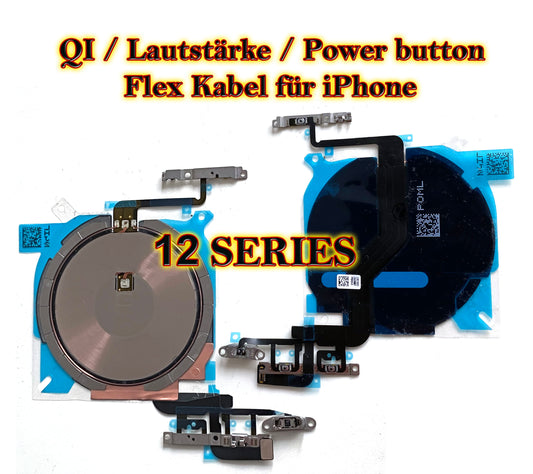 Für iPhone 12 Series : QI / NFC / Lautstärke Flex Kabel. Flexkabel für 12 Mini/ 12 / 12 Pro / 12 Pro Max. Charger / Power / Volume OEM cable